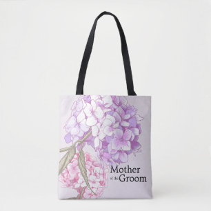 Personlig hydrangeablomma till brudgummens mor tygkasse