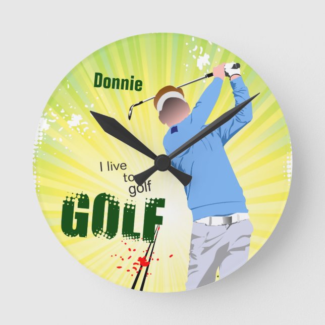 Personlig I bor till Golf Clock Rund Klocka (Framsida)