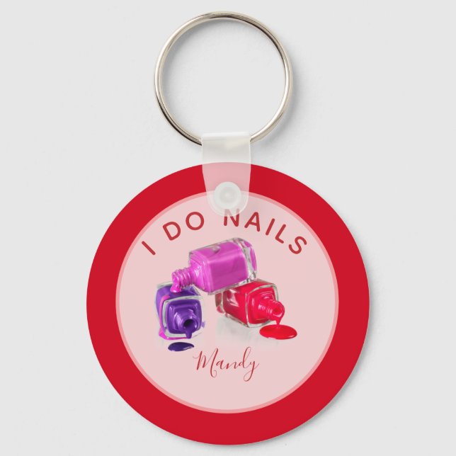 Personlig I Do Nagel Glitter Keychain Nyckelring (Framsida)