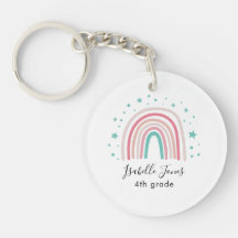 Personlig i Girly rosa aqua rainbow script school