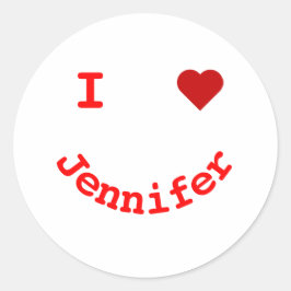 Personlig I Heart Lycklig Ansikte Runt Klistermärke