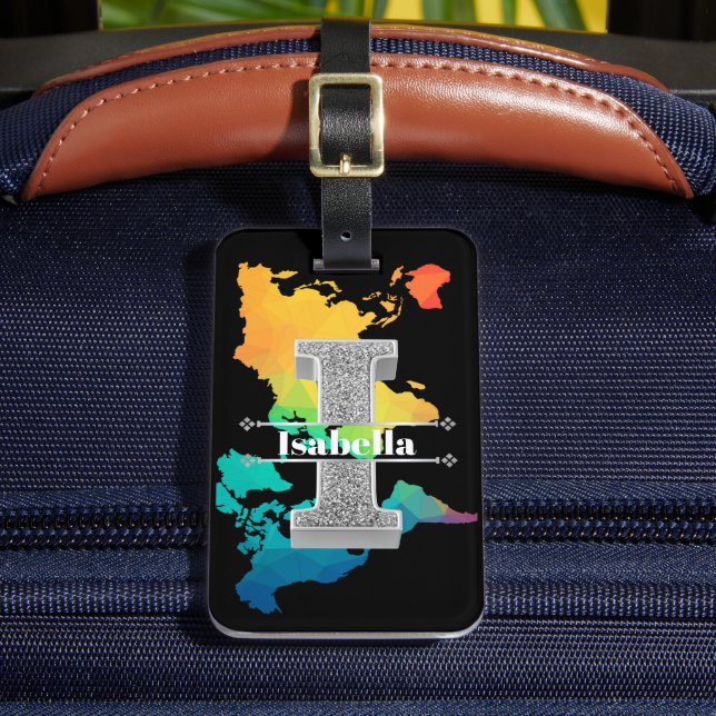 Personlig I Inledande Silver Monogram Ditt namn Bagagebricka (Framsida Insitu 2)