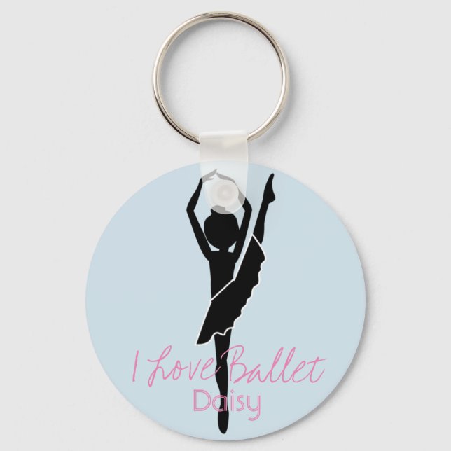 Personlig I Kärlek Ballet Silhouette Nyckelring (Framsida)