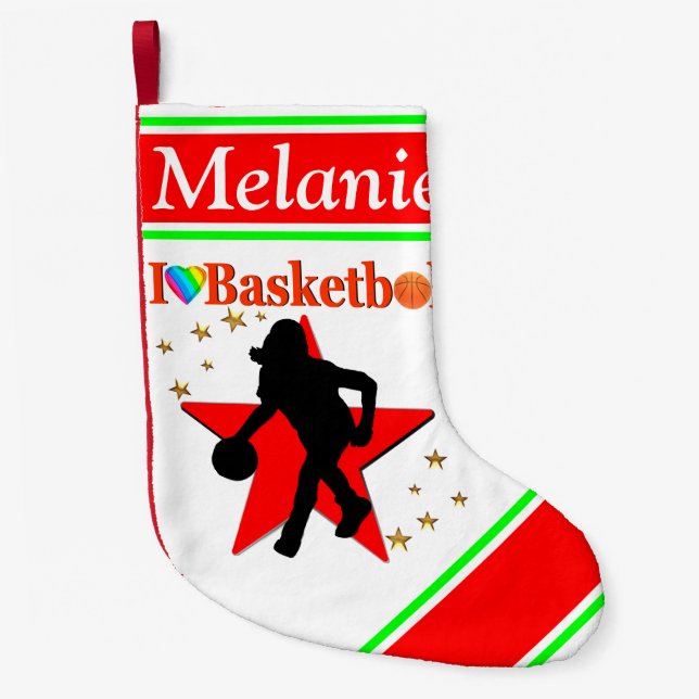 PERSONLIG I KÄRLEK BASKETBALL CHRISTMAS STOCKING LITEN JULSTRUMPA (Framsidan)