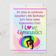 PERSONLIG I KÄRLEK GYMNASTISKA RAINBOW-INVITATIONE