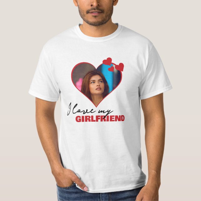 Personlig I Kärlek Min flickvän Heart Photo T Shirt (Framsida)