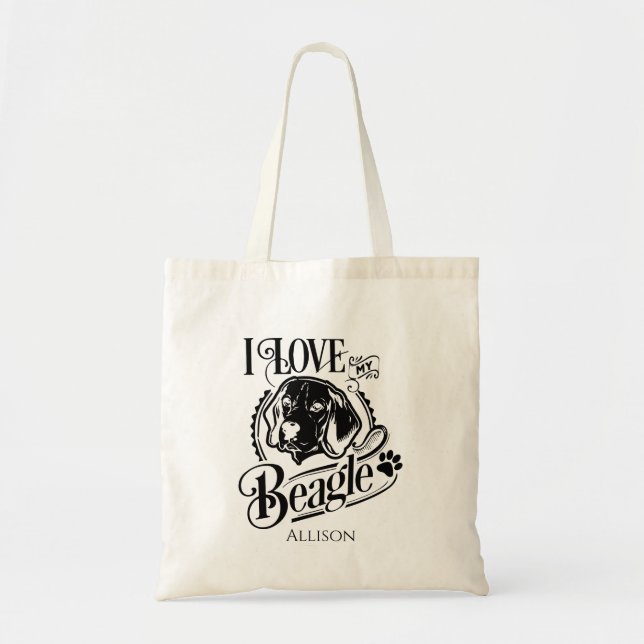 Personlig I Kärlek My Beagle Tote Bag Tygkasse (Framsidan)