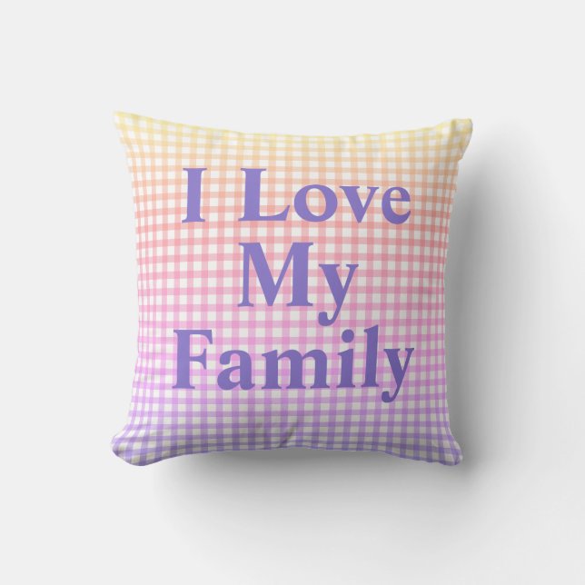 Personlig I Kärlek My Family Rainbow Gingham Kudde (Framsida)