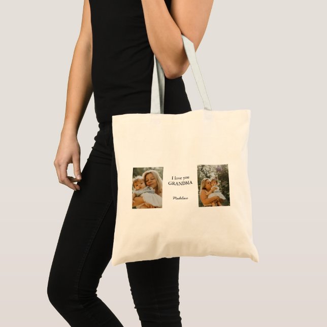 Personlig "I Kärlek You Grandma" Photo Tote Bag Tygkasse (Framsida (produkt))