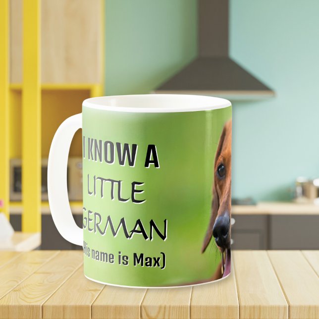 Personlig I Know a Little German Dachshund Kaffemugg (Personalized I Know a Little German Dachshund Coffee Mug)