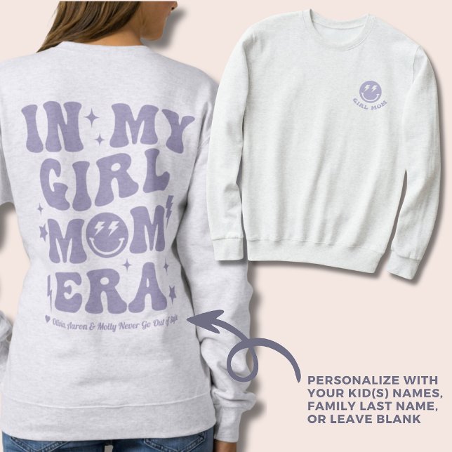 Personlig i Lila i Mamma Era Sweatshirt T Shirt (Personalized In My Girl Mom Era Sweatshirt Purple Crewneck for Mom)
