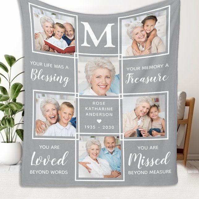 Personlig i Loving Memory Photo Collage Fleecefilt (Skapare uppladdad)