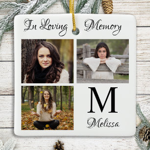 Personlig i Loving Memory Photo Collage Julgransprydnad Keramik