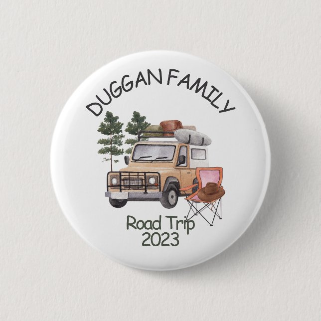 Personlig i Monogram Family Road Resa Knapp (Framsida)