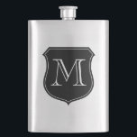 Personlig i monogram kolv av rostfritt stål fickplunta<br><div class="desc">Kolv av rostfritt stål i monogram personlig. Coolan dricker födelsedagspressen för manar. Gör det för pappa,  make,  morbror,  bror,  farfar osv. Anpassningsbar första brev. Utformning av Manly-skölemblem</div>