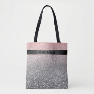 Personlig i monogram vintage glitter Shine rosa s Tygkasse