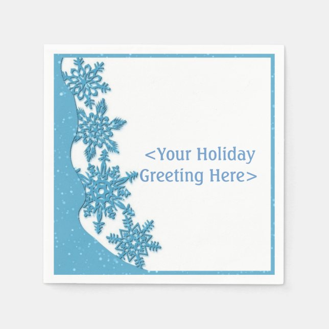 Personlig Ice Blue- Jul Snowflake Napkins Pappersservett (Framsidan)