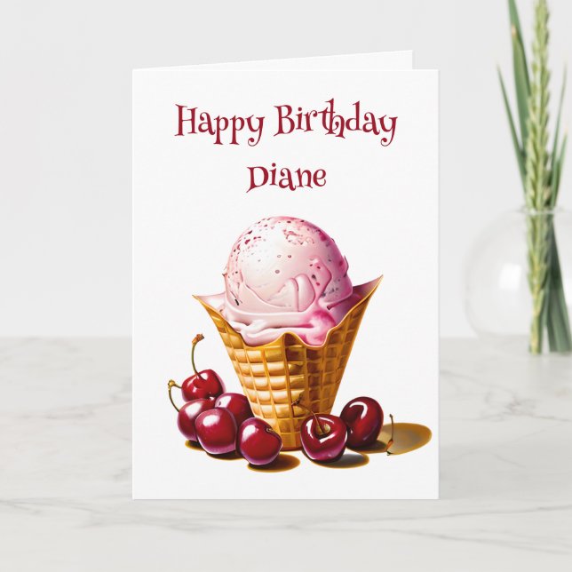 Personlig Ice Cream Cone Birthday för henne Kort (Framsida)
