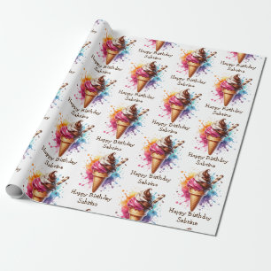 Personlig Ice Cream Cone Birthday Presentpapper