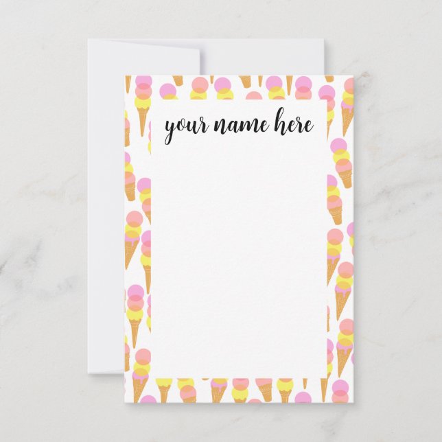 Personlig Ice Cream Kids Tack Notecards Kort (Framsida)
