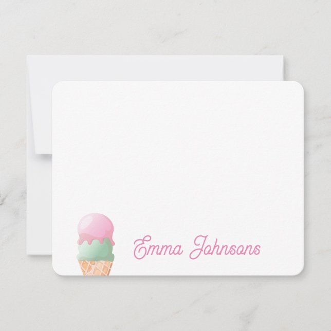 Personlig Ice Cream Note Card Anteckningskort (Framsida)