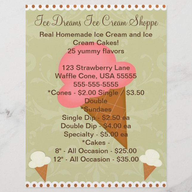 Personlig Ice Cream Shop Business Flyer (Framsidan)