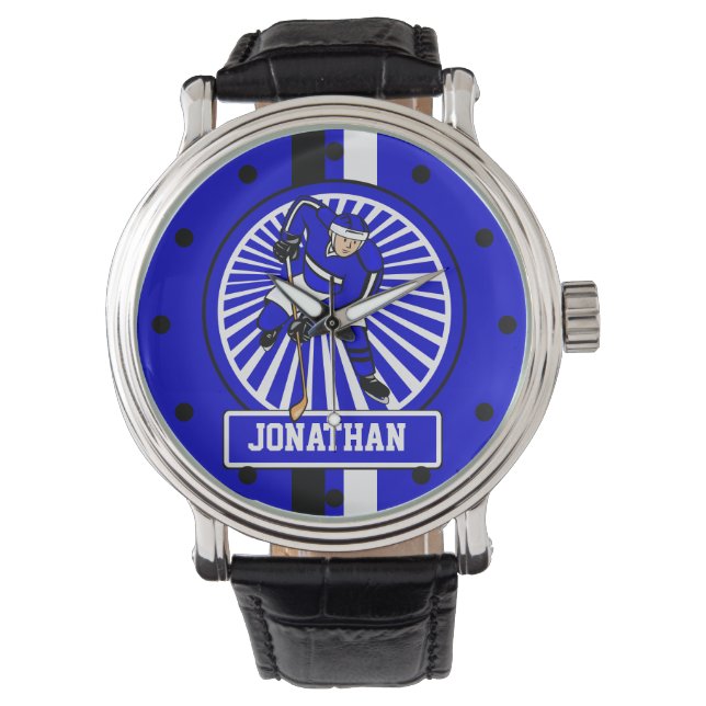 Personlig Ice Hockey Player Blue Armbandsur (Framsida)