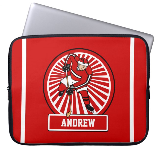 Personlig Ice Hockey Player Laptop Fodral (Framsidan)