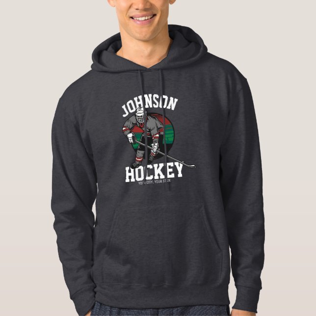 Personlig Ice Hockey Player Team Idrottsman Namn Hoodie (Framsida)