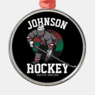 Personlig Ice Hockey Player Team Idrottsman Namn Julgransprydnad Metall