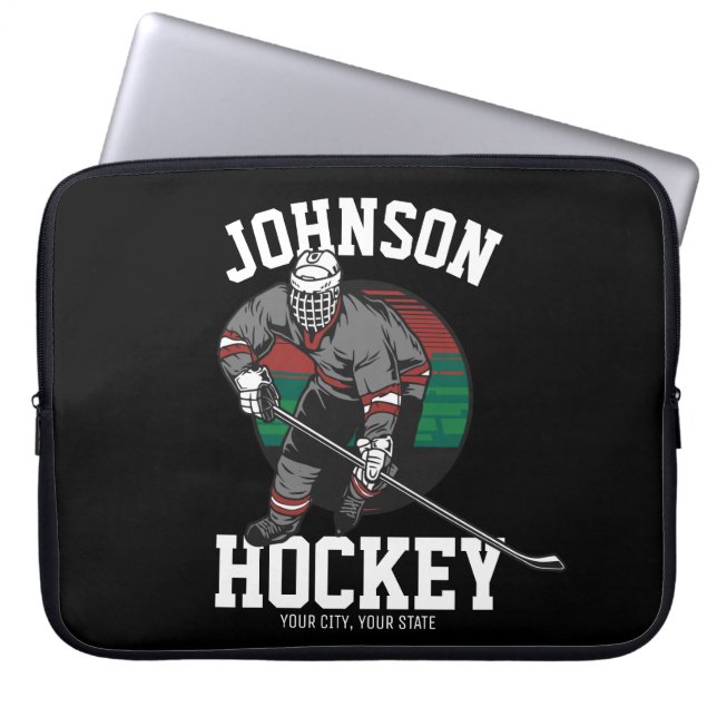 Personlig Ice Hockey Player Team Idrottsman Namn Laptop Fodral (Framsidan)