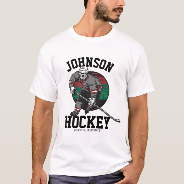 Personlig Ice Hockey Player Team Idrottsman Namn T Shirt (Framsida)