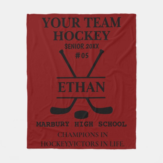 Personlig Ice Hockey Senior Blanket Fleecefilt (Framsidan)