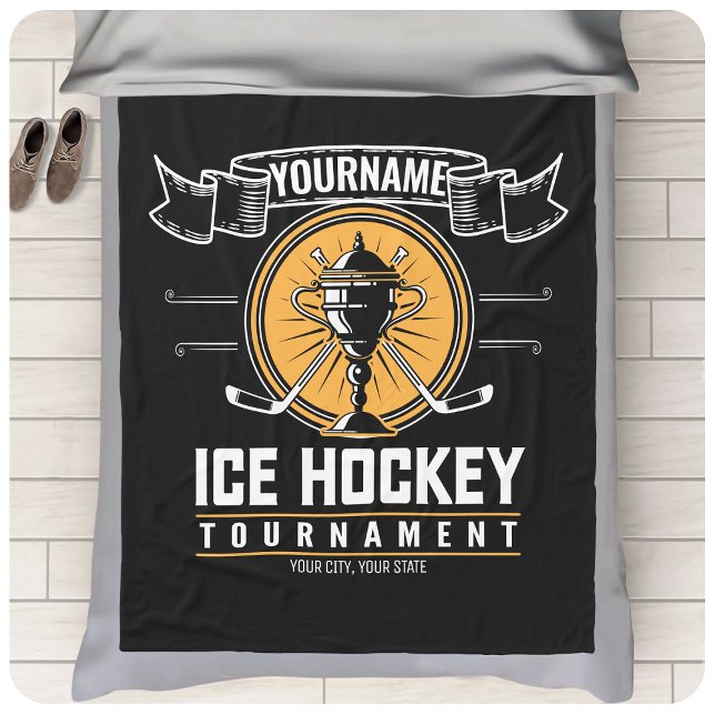Personlig Ice Hockey Trophy Player Team Game Fleecefilt (Skapare uppladdad)
