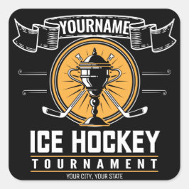 Personlig Ice Hockey Trophy Player Team Game Fyrkantigt Klistermärke