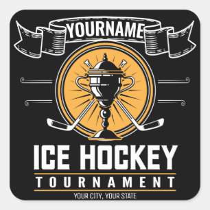 Personlig Ice Hockey Trophy Player Team Game Fyrkantigt Klistermärke