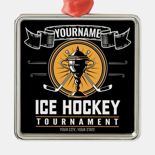 Personlig Ice Hockey Trophy Player Team Game Julgransprydnad Metall (Framsidan)