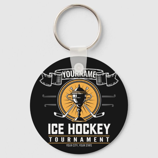 Personlig Ice Hockey Trophy Player Team Game Nyckelring (Framsida)