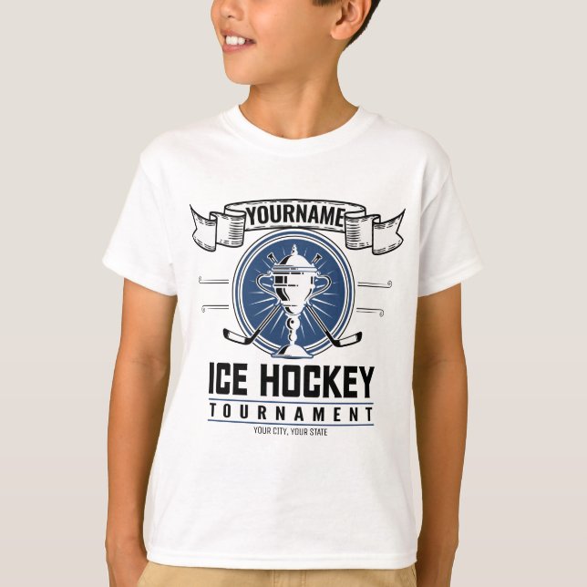 Personlig Ice Hockey Trophy Player Team Game T Shirt (Framsida)