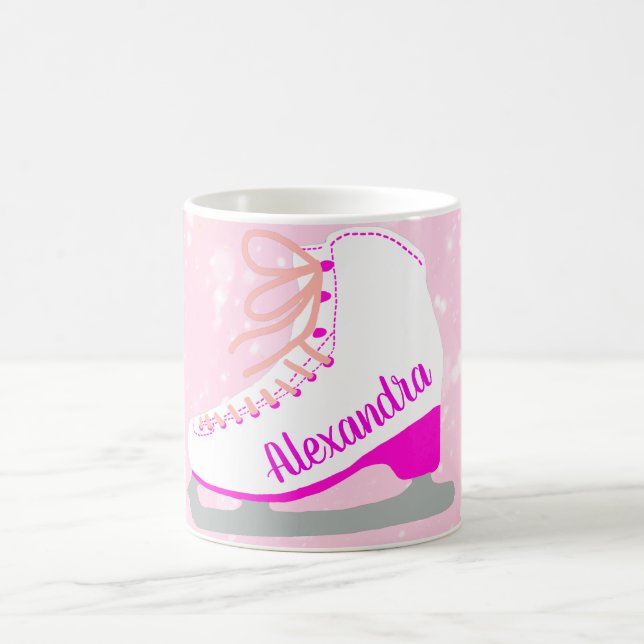 Personlig Ice Skate Rosa Figur Sking Girl Kaffemugg (Center)