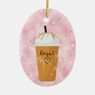 Personlig Iced Coffee Bling Helgdag jul Julgransprydnad Keramik