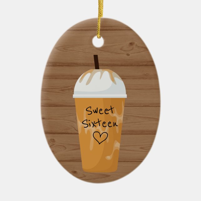 Personlig Iced Coffee-Sweet sixteen jul Julgransprydnad Keramik (Framsidan)
