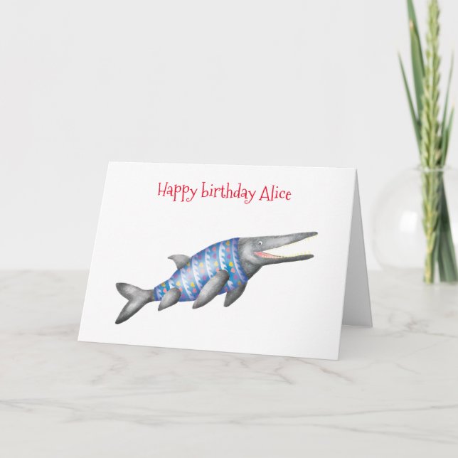 Personlig Ichthyosaur-födelsedagskort Kort (Framsida)