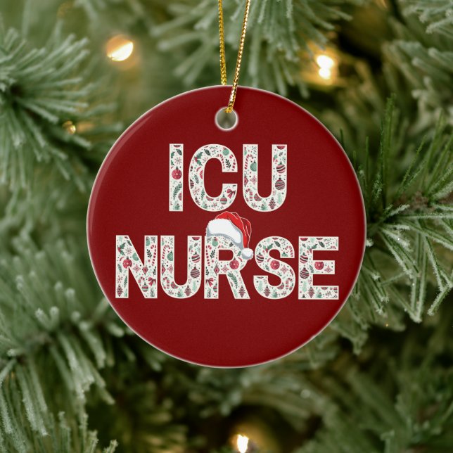 Personlig ICU Nurse-Trendiget Julmönster Julgransprydnad Keramik (Träd)