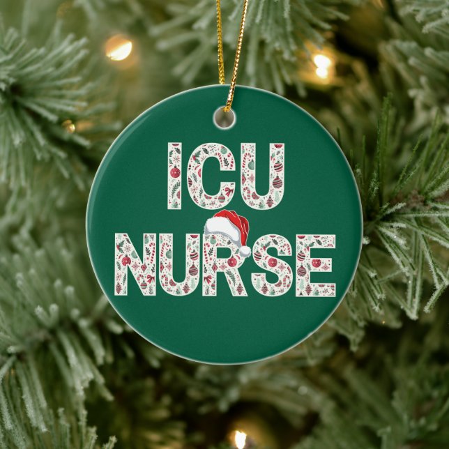 Personlig ICU Nurse-Trendiget Julmönster Julgransprydnad Keramik (Träd)