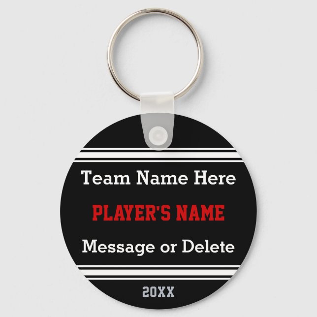 Personlig idrottsknappar DITT TEXT, FÄRG Nyckelring (Framsida)