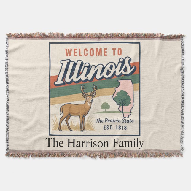 Personlig Illinois-kastfilt Filt (Framsidan)