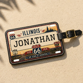 Personlig Illinois Route 66-nummeplåt Bagagebricka