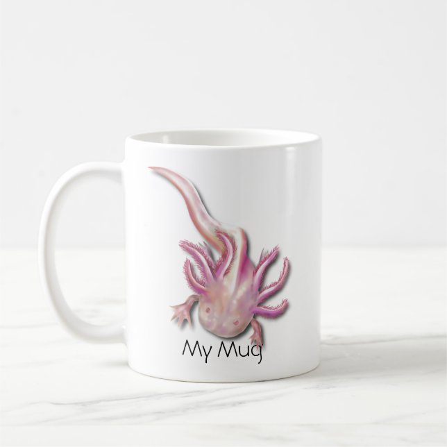 Personlig Illustrated Albino Axolotl Kaffemugg (Vänster)