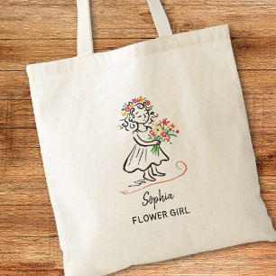 Personlig illustration av blomsterflicka ritad för tygkasse